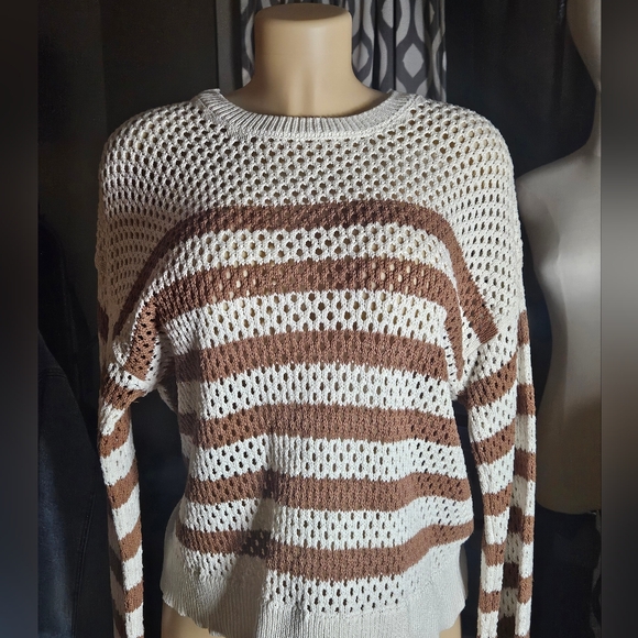 standard surplus Sweaters - 💥Sale💥Elegant Brown and White Striped Women's Sweater NWOT